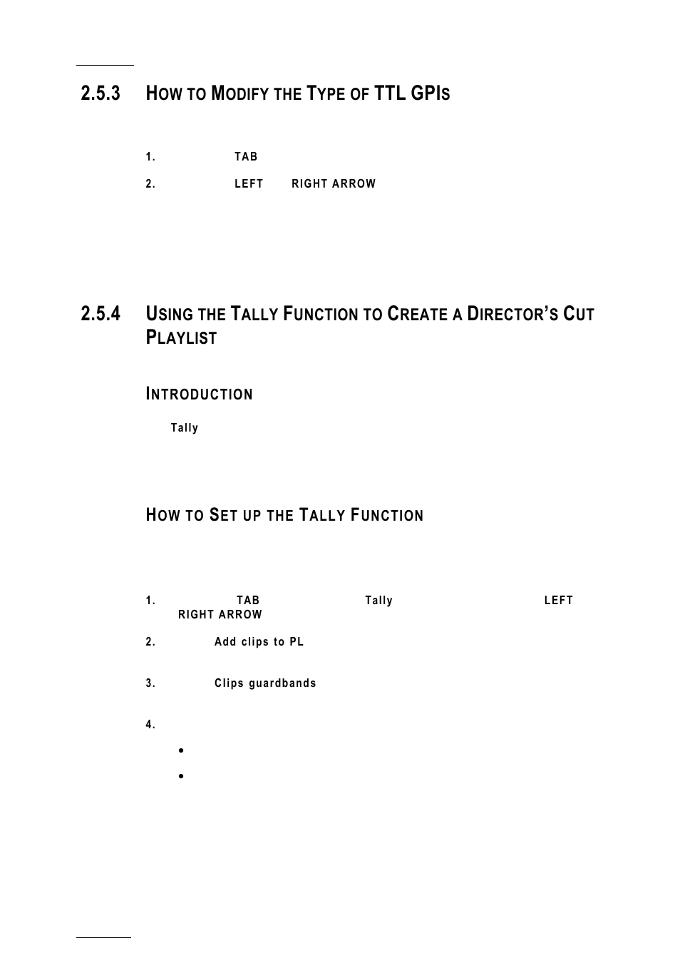 3 how to modify the type of ttl gpis, Introduction, How to set up the tally function | How to modify the type of ttl gpis, Odif e of, Laylist, Ow t y the, Sing the lly, Unction to, Reate a | EVS XTnano Version 10.03 - July 2010 Configuration Manual User Manual | Page 27 / 63