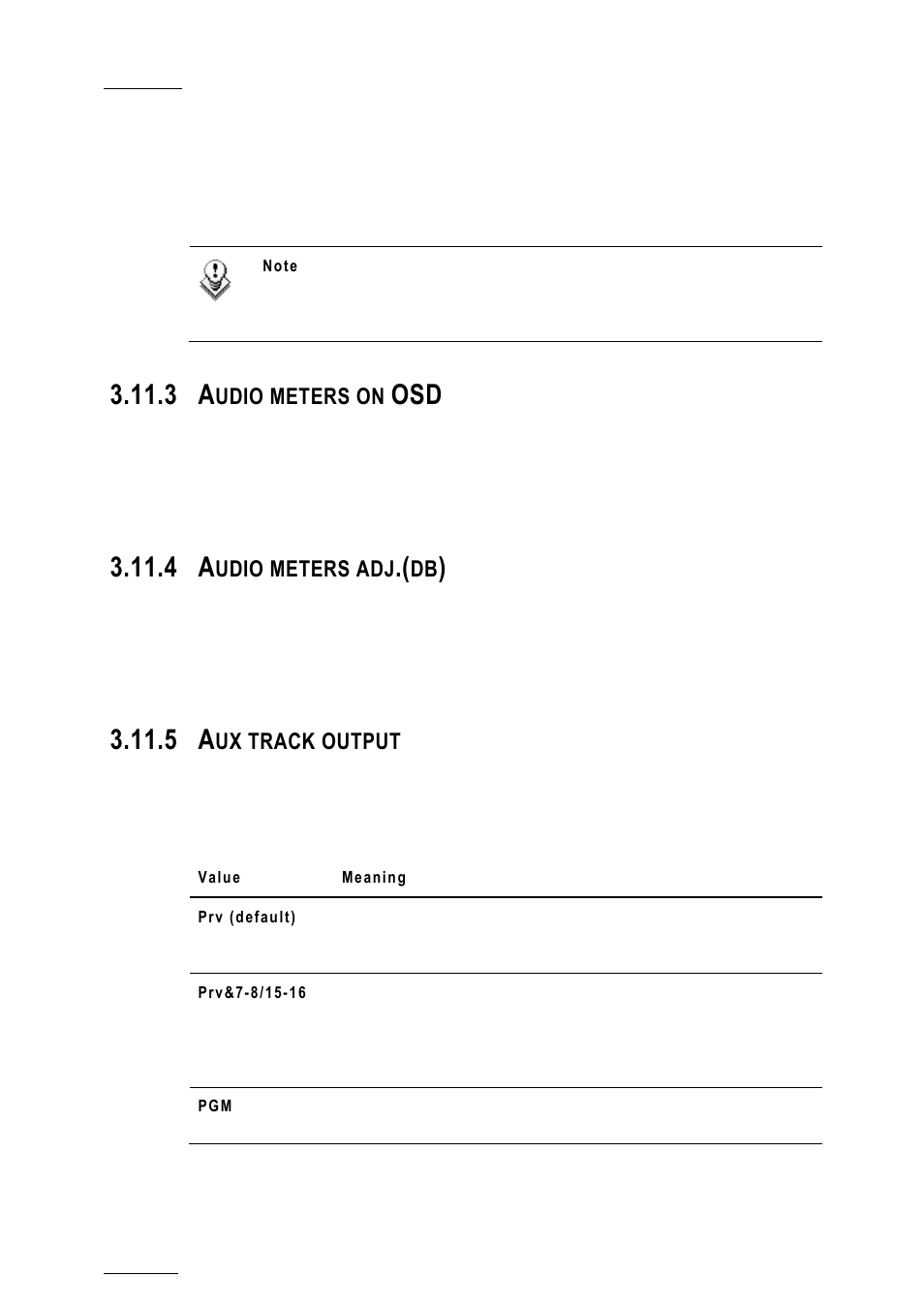 3 audio meters on osd, 4 audio meters adj.(db), 5 aux track output | Audio meters on osd, Audio meters adj.(db), Aux track output, Udio meters on, Udio meters adj, Ux track output | EVS XTnano Version 10.03 - July 2010 Configuration Manual User Manual | Page 51 / 63