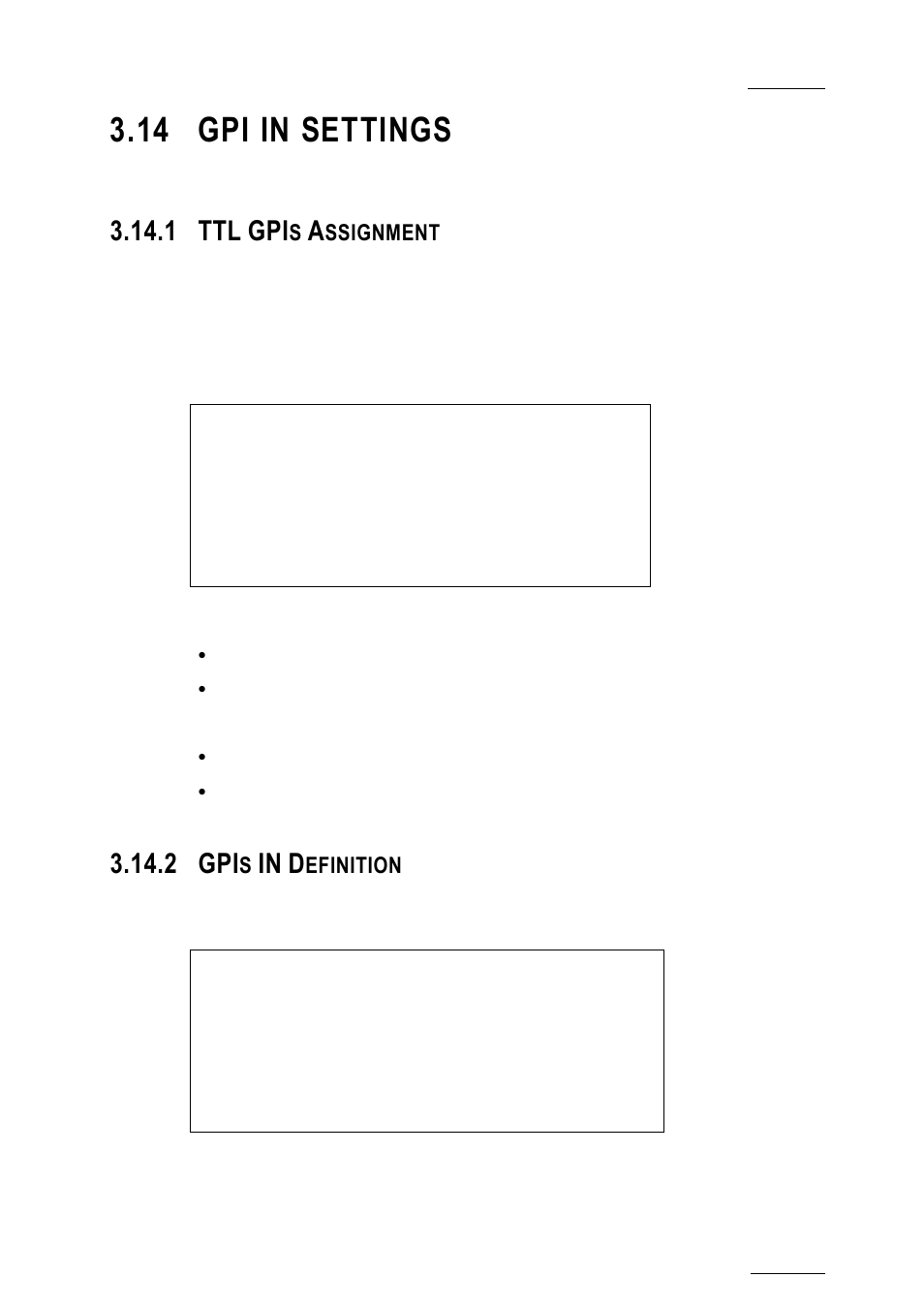 14 gpi in settings, 1 ttl gpis assignment, 2 gpis in definition | Gpi in settings, Ttl gpis assignment, Gpis in definition, Ttl gpi a, 2 gpi, S ssignment, Nition | EVS XTnano Version 10.03 - July 2010 Configuration Manual User Manual | Page 56 / 63