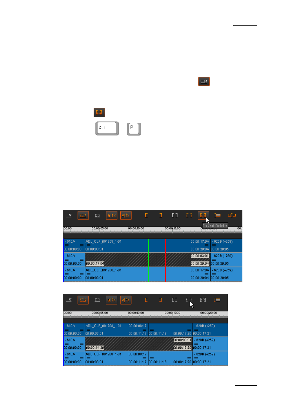 3 deleting portions of an edit, Procedure, Example | Deleting portions of an edit, Eleting, Ortions of an | EVS XEDIO CleanEdit Version 4.1 - December 2011 User Manual User Manual | Page 133 / 246