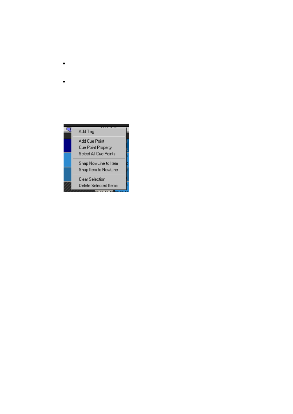 3 how to go to and select cue points, 4 contextual menu for cue points, How to go to and select cue points | Contextual menu for cue points | EVS XEDIO CleanEdit Version 4.1 - December 2011 User Manual User Manual | Page 140 / 246