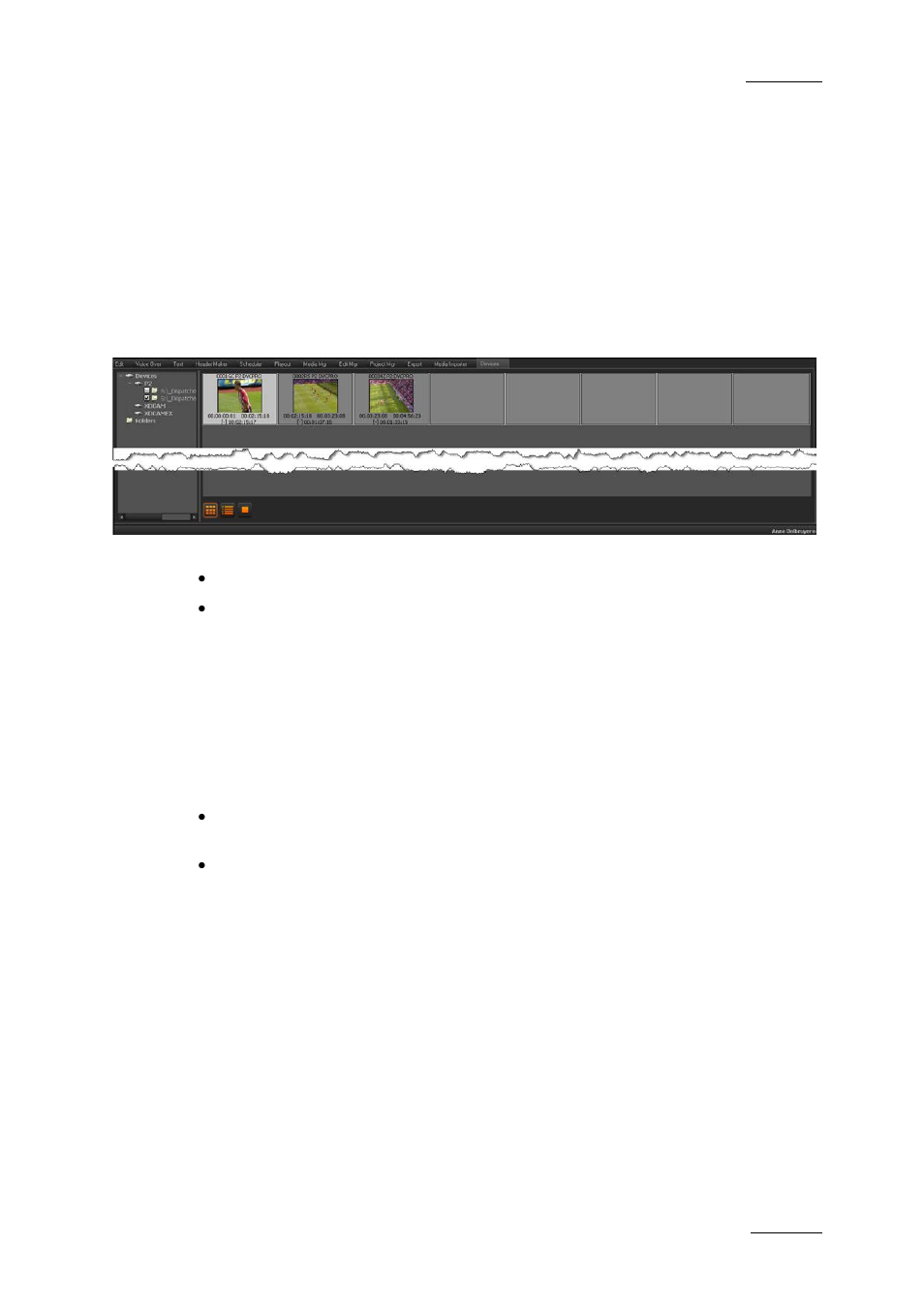 3 thumbnail view in the workspace area, Purpose, Overview | Selecting techniques, Thumbnail view in the workspace area, Humbnail, Iew in the, Orkspace | EVS XEDIO CleanEdit Version 4.1 - December 2011 User Manual User Manual | Page 177 / 246