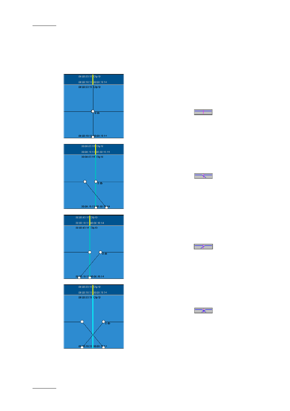 4 possible audio transition effects, Possible audio transition effects, Ossible | Udio, Ransition, Ffects | EVS XEDIO CleanEdit Version 4.1 - December 2011 User Manual User Manual | Page 190 / 246