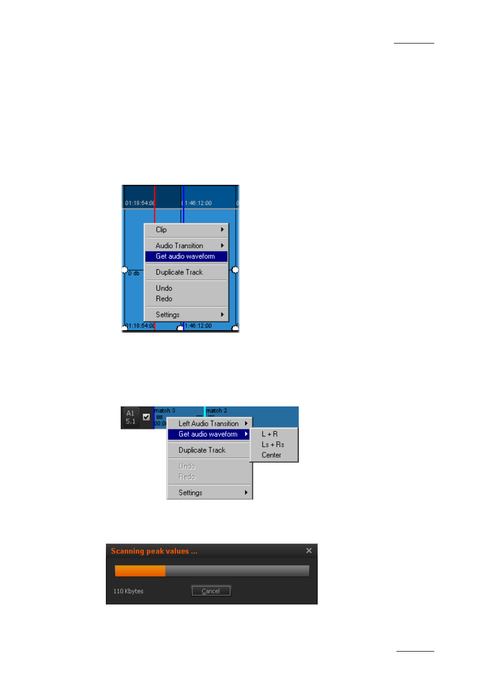 5 miscellaneous audio features, 1 how to generate the waveform of an audio element, Miscellaneous audio features | How to generate the waveform of an audio element, 5 ‘miscellaneous audio features, Ge 185, E 10.5.1 ‘how to generate the waveform of an audio, Element, Age 185), Ow to | EVS XEDIO CleanEdit Version 4.1 - December 2011 User Manual User Manual | Page 199 / 246