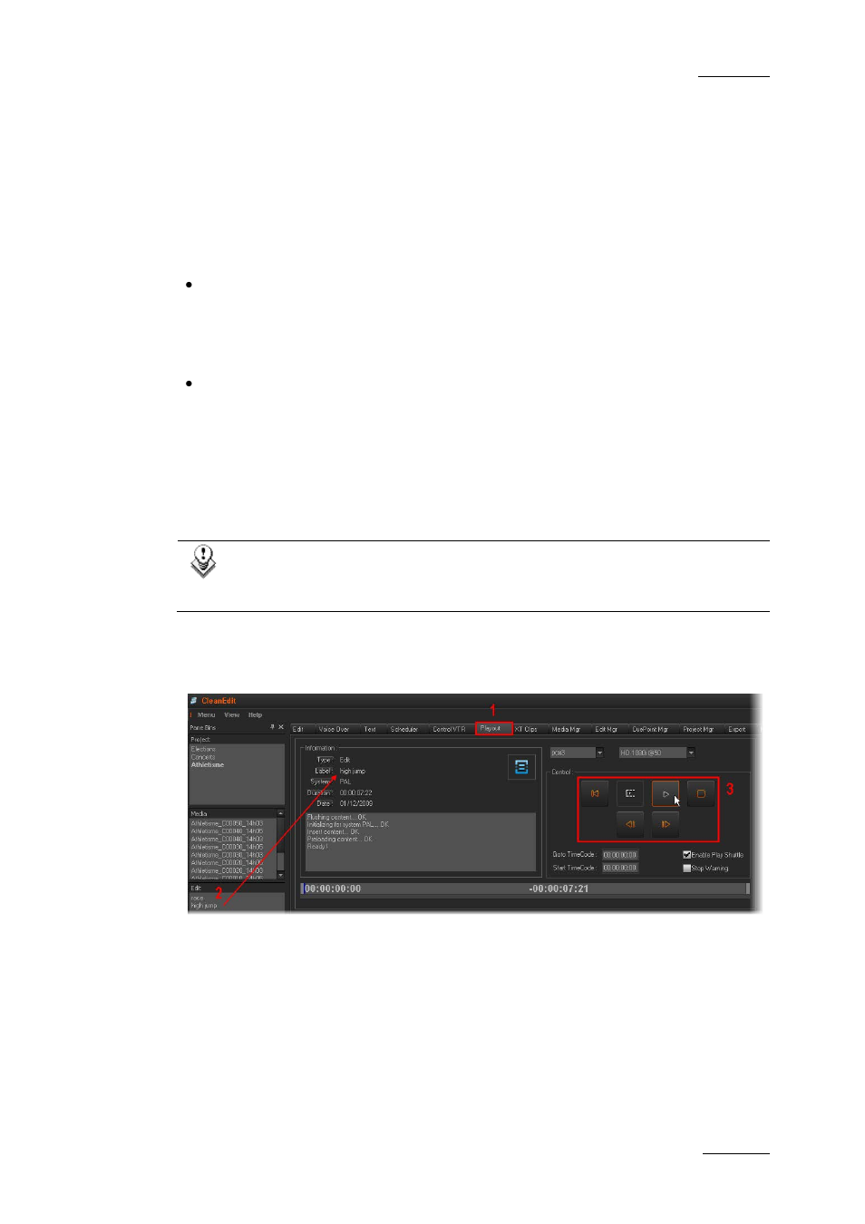 2 playing out an edit, 1 introduction, 2 playout process from the playout tab | Playing out an edit, Introduction, Playout process from the playout tab, Ntroduction, Layout, Rocess from the | EVS XEDIO CleanEdit Version 4.1 - December 2011 User Manual User Manual | Page 229 / 246