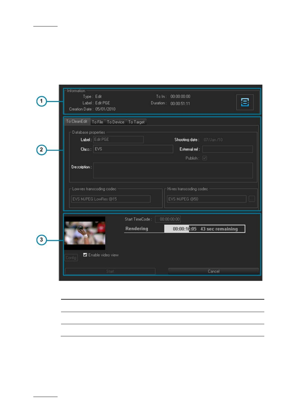 3 export tab, Overview, Information zone | Export tab, Xport | EVS XEDIO CleanEdit Version 4.1 - December 2011 User Manual User Manual | Page 234 / 246