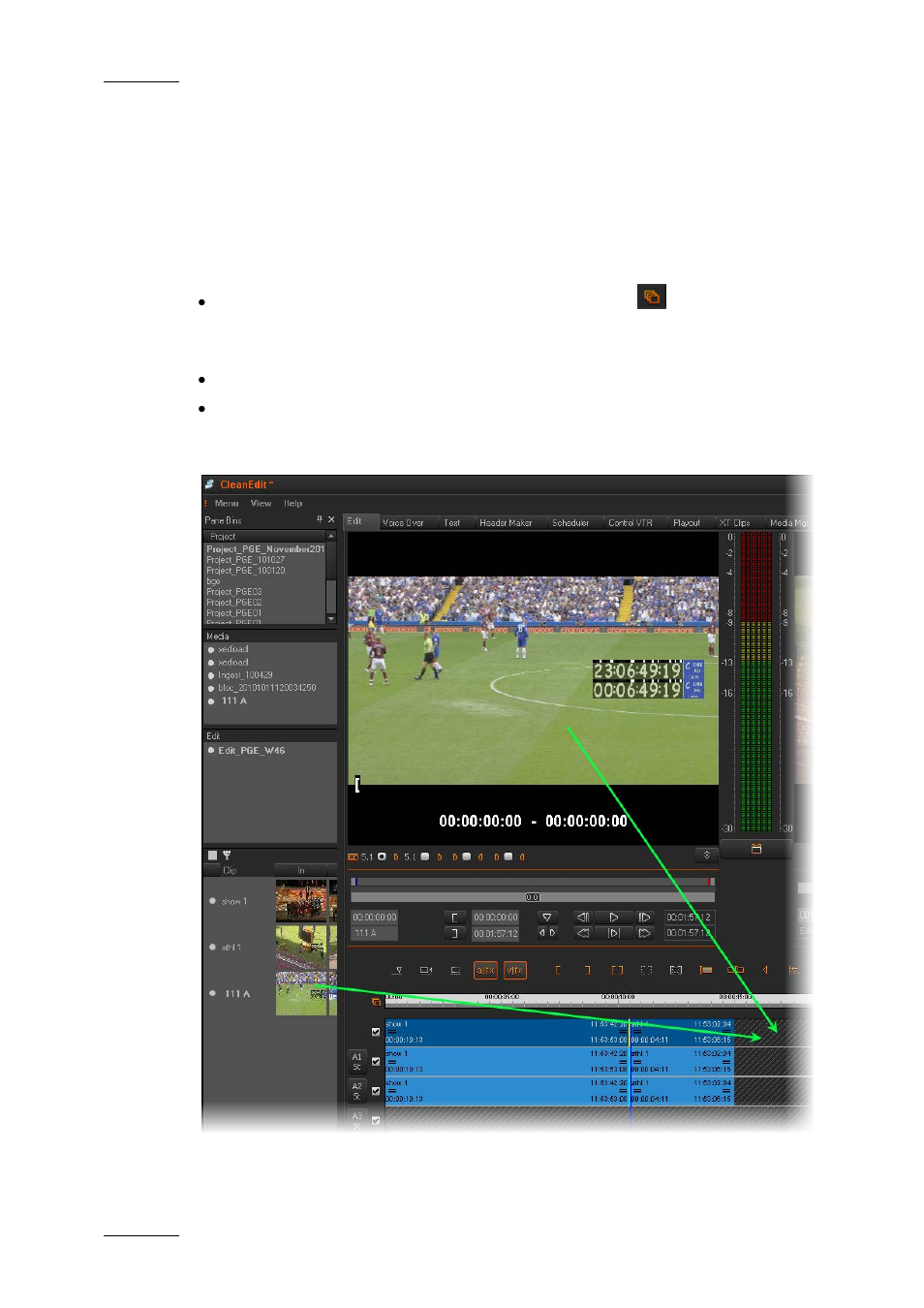 8 placing clips onto the timeline, 1 introduction, Placing clips onto the timeline | Introduction, Ntroduction | EVS XEDIO CleanEdit Version 4.1 - December 2011 User Manual User Manual | Page 28 / 246