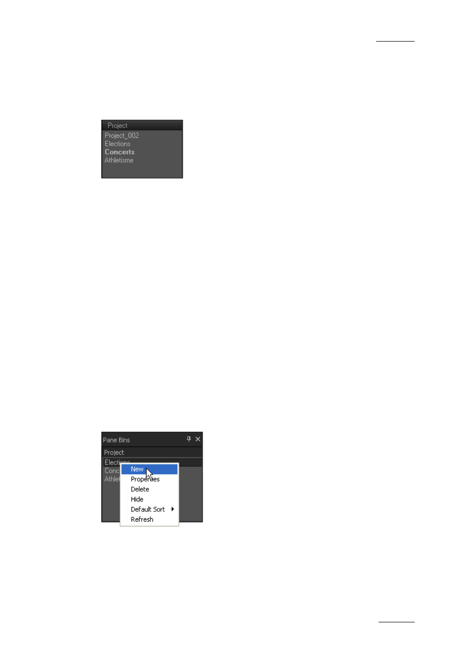 2 project zone, 1 introduction, 2 opening an existing project | 3 project contextual menu, Project zone, Introduction, Opening an existing project, Project contextual menu | EVS XEDIO CleanEdit Version 4.1 - December 2011 User Manual User Manual | Page 53 / 246