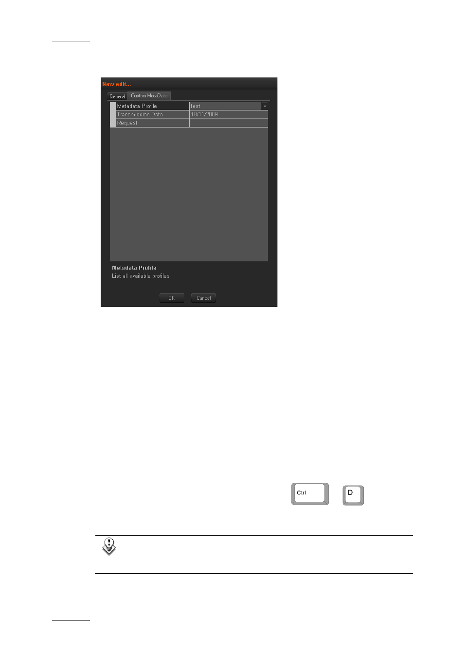Custom metadata, 5 duplicating an edit, Duplicating an edit | On 5.4.5 ‘duplicating an edit, Uplicating an | EVS XEDIO CleanEdit Version 4.1 - December 2011 User Manual User Manual | Page 64 / 246