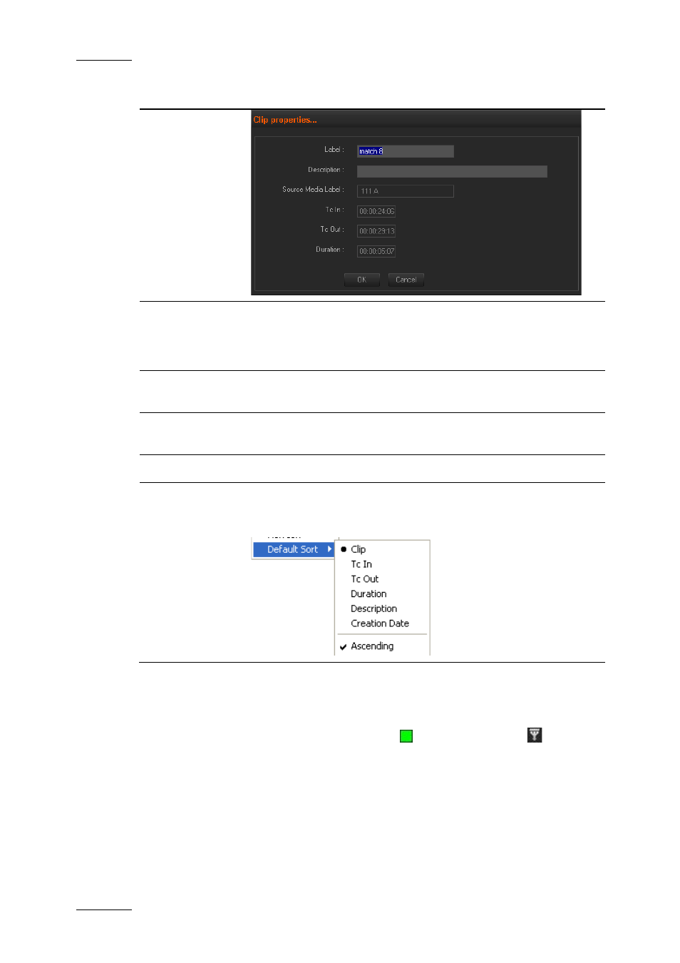 How to assign a color to new clips, Assigning colors to clips and filtering on colors, Ssigning | Olors to, Lips and, Iltering on, Olors | EVS XEDIO CleanEdit Version 4.1 - December 2011 User Manual User Manual | Page 68 / 246