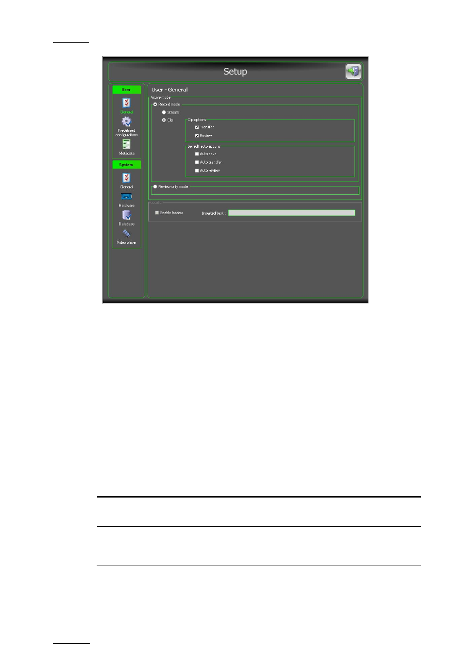 Selection of the active mode, Record mode – stream, Record mode – clip | Clip options | EVS INSIO Version 1.0 - October 2009 User's Manual User Manual | Page 15 / 92