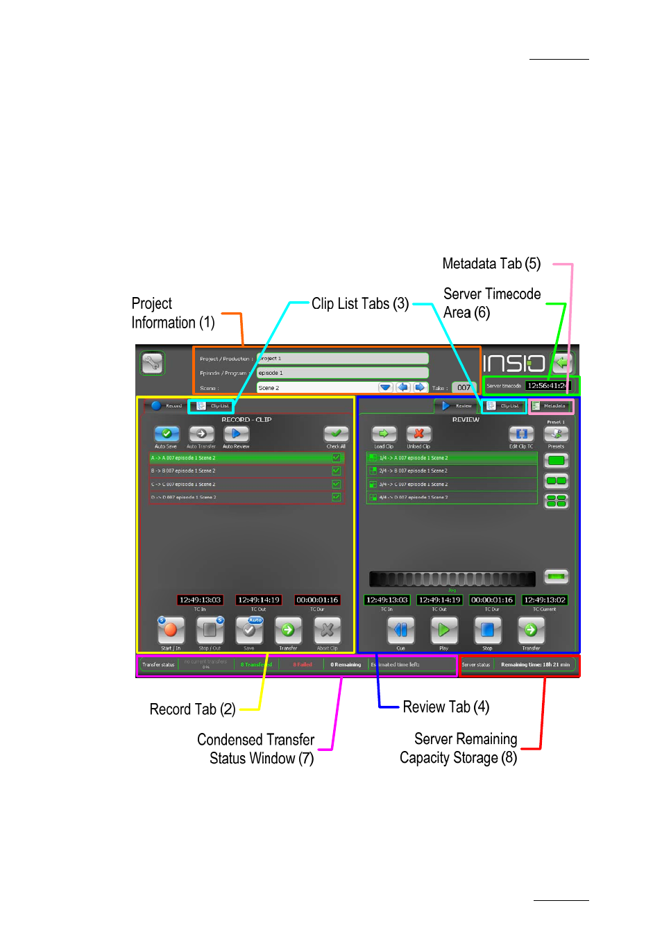 2 overview of the record / review window, Overview of the record / review window, Verview of the | Ecord, Eview, Indow | EVS INSIO Version 1.0 - October 2009 User's Manual User Manual | Page 50 / 92