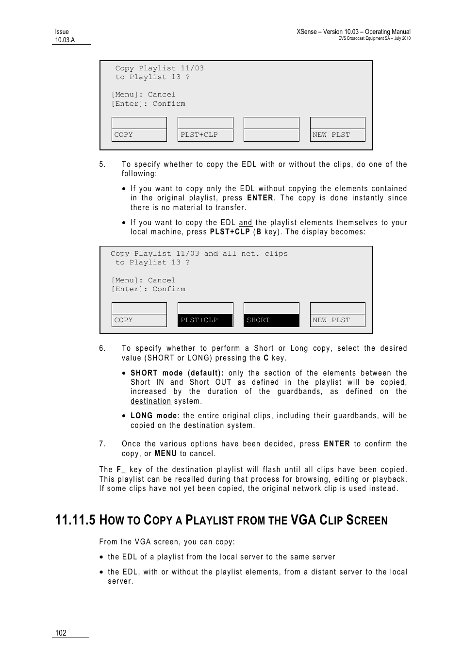 5 how to copy a playlist from the vga clip screen, Ow to, Opy a | Laylist from the, Creen | EVS XSense Version 10.03 - July 2010 Operating Manual User Manual | Page 111 / 161