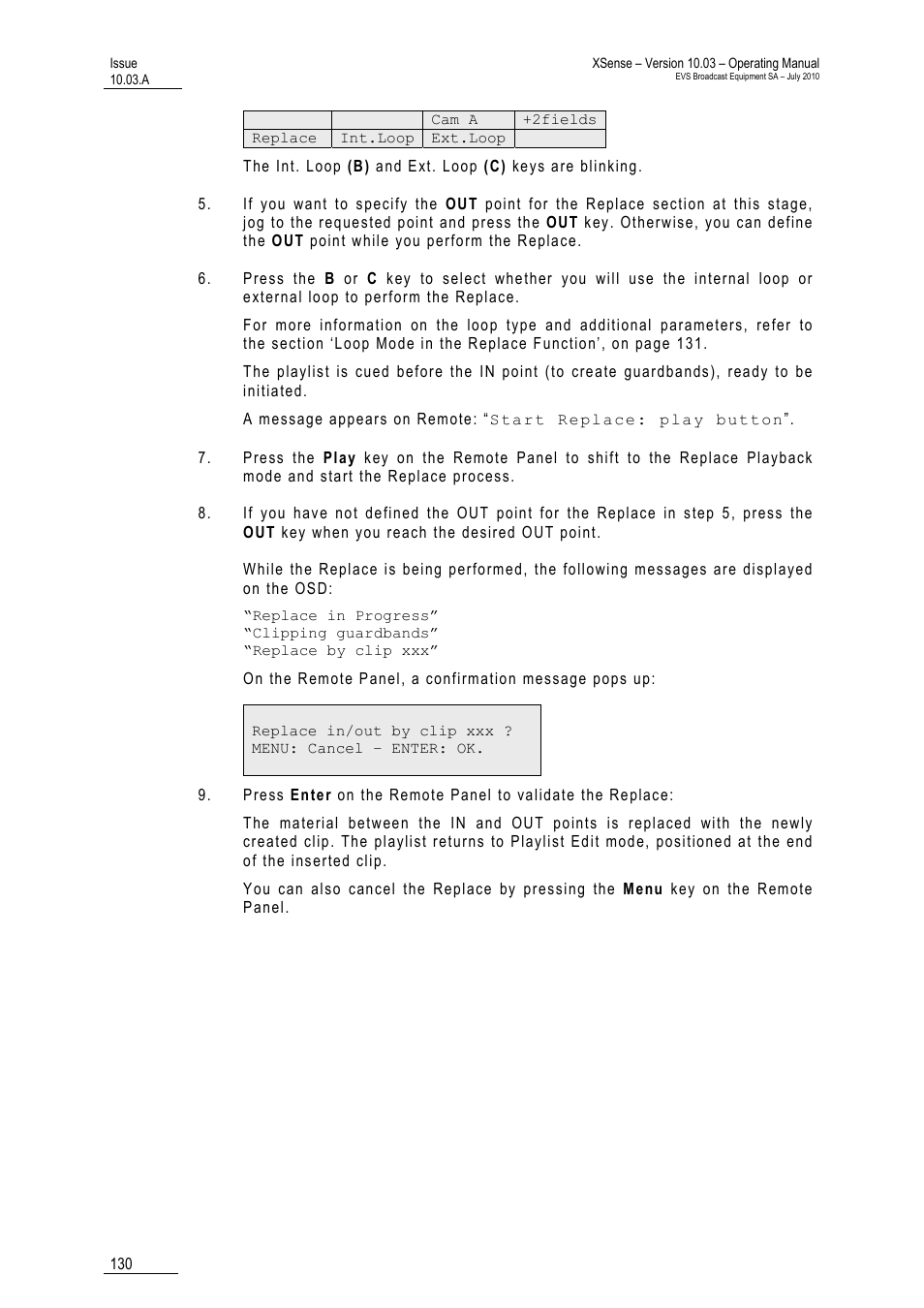 EVS XSense Version 10.03 - July 2010 Operating Manual User Manual | Page 139 / 161