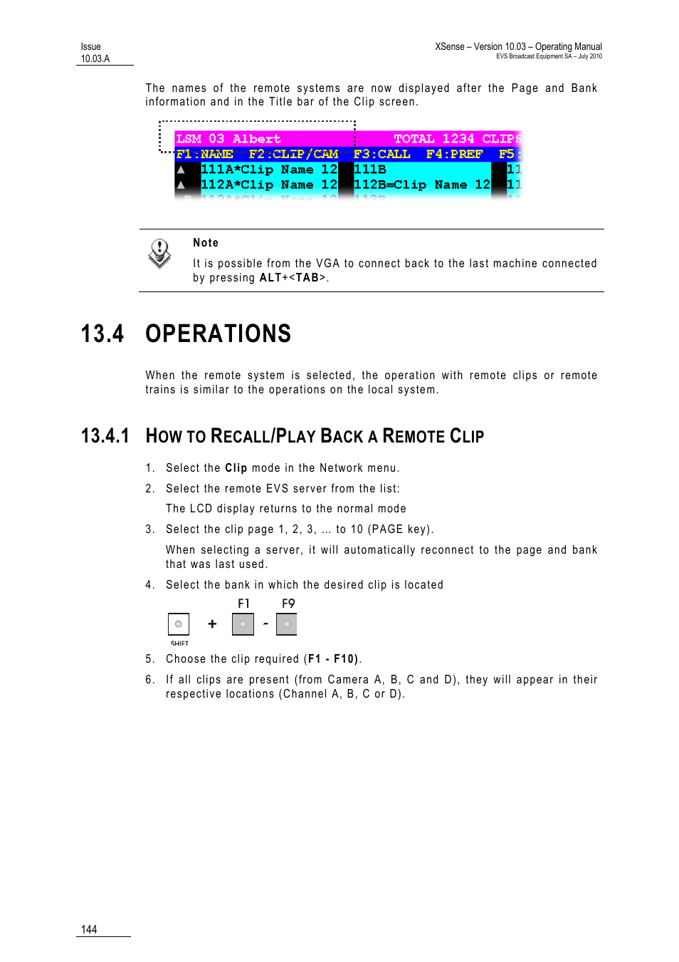 4 operations, 1 how to recall/play back a remote clip, Ow to | Ecall, Ack a, Emote | EVS XSense Version 10.03 - July 2010 Operating Manual User Manual | Page 153 / 161