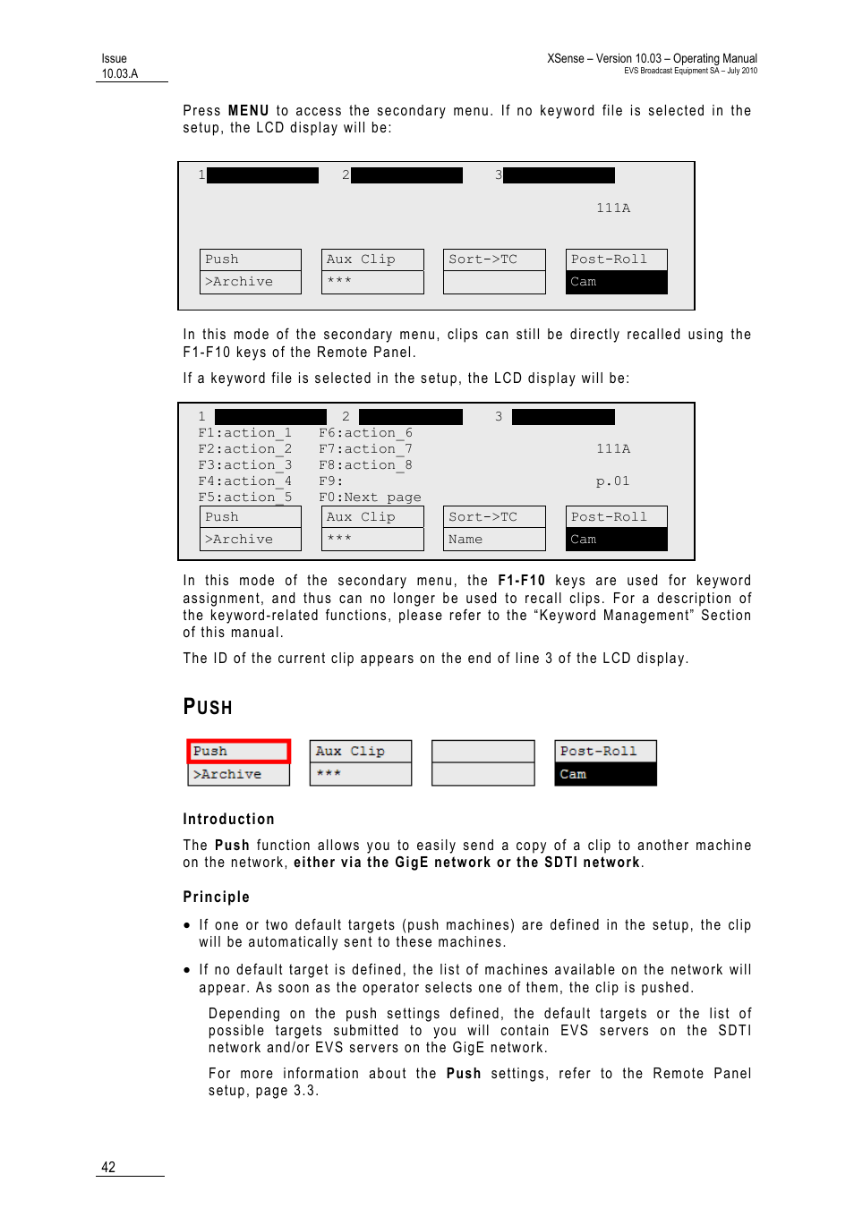 Push, Introduction, Principle | EVS XSense Version 10.03 - July 2010 Operating Manual User Manual | Page 51 / 161