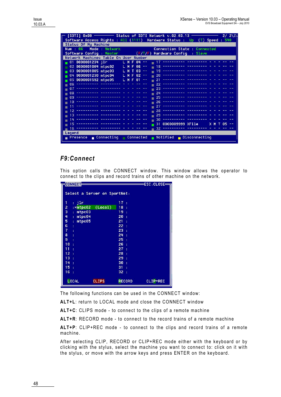 F9:connect | EVS XSense Version 10.03 - July 2010 Operating Manual User Manual | Page 57 / 161