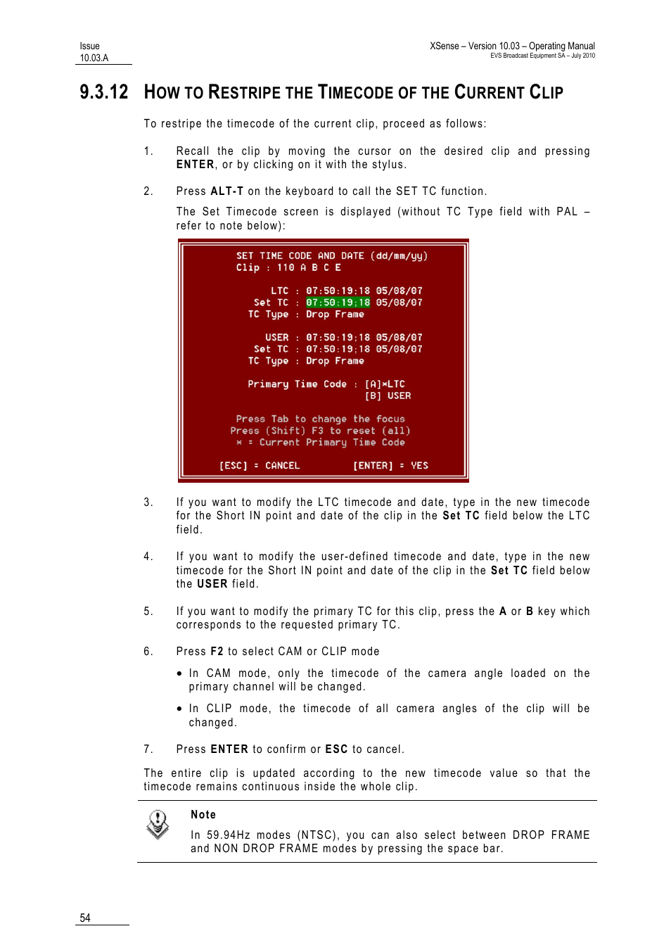 12 h, Ow to, Estripe the | Imecode of the, Urrent | EVS XSense Version 10.03 - July 2010 Operating Manual User Manual | Page 63 / 161