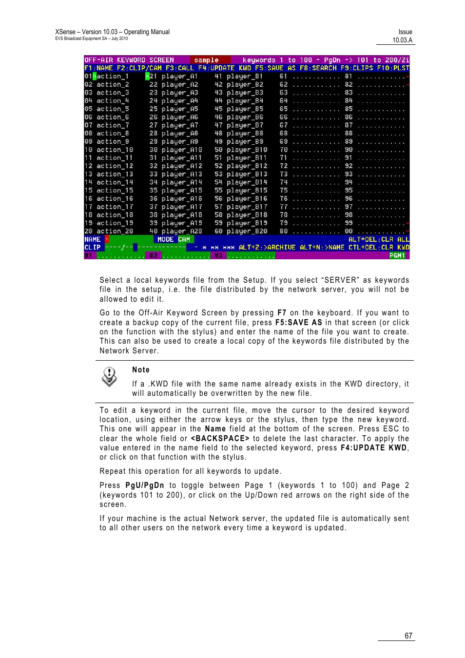 EVS XSense Version 10.03 - July 2010 Operating Manual User Manual | Page 76 / 161