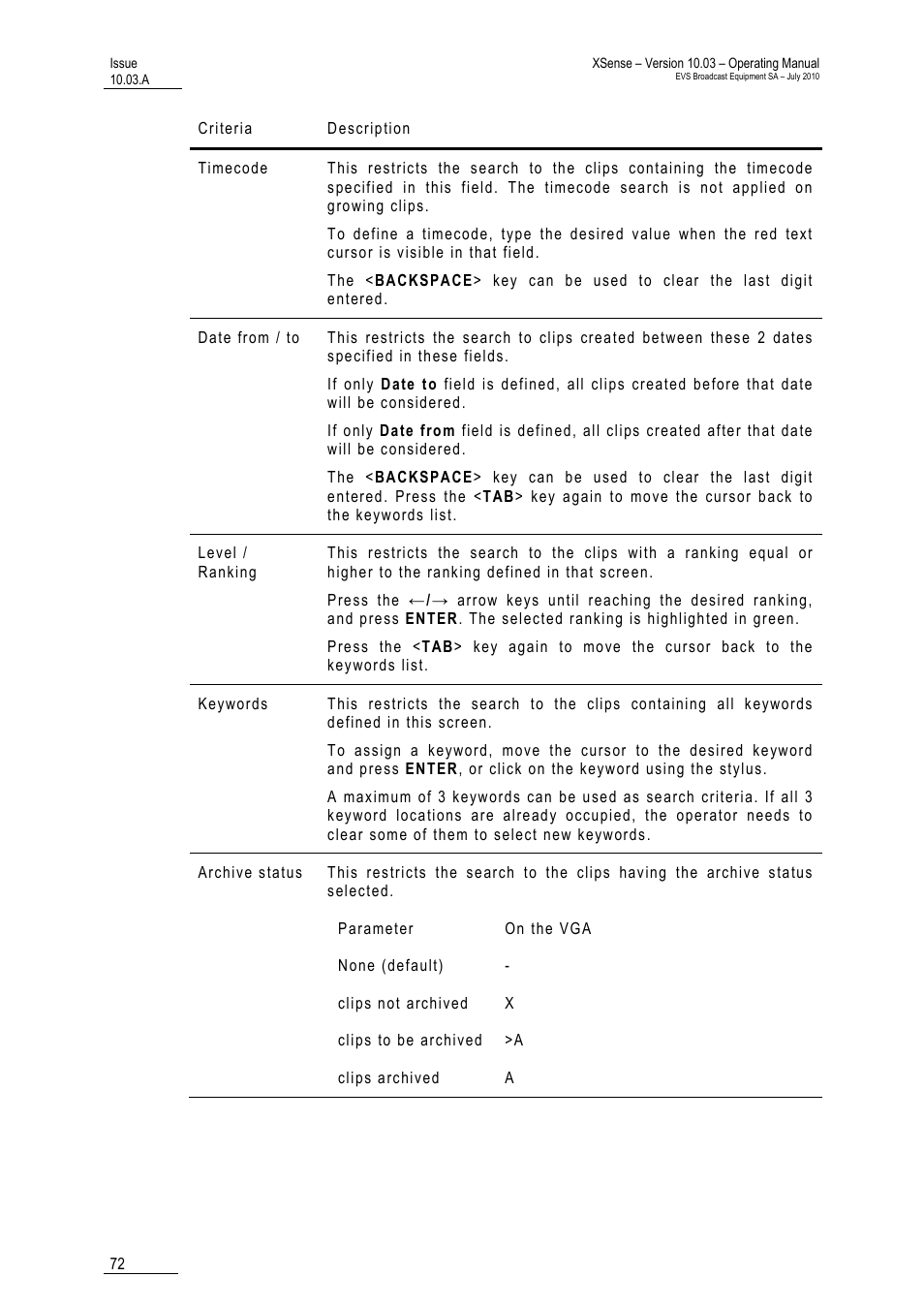 EVS XSense Version 10.03 - July 2010 Operating Manual User Manual | Page 81 / 161