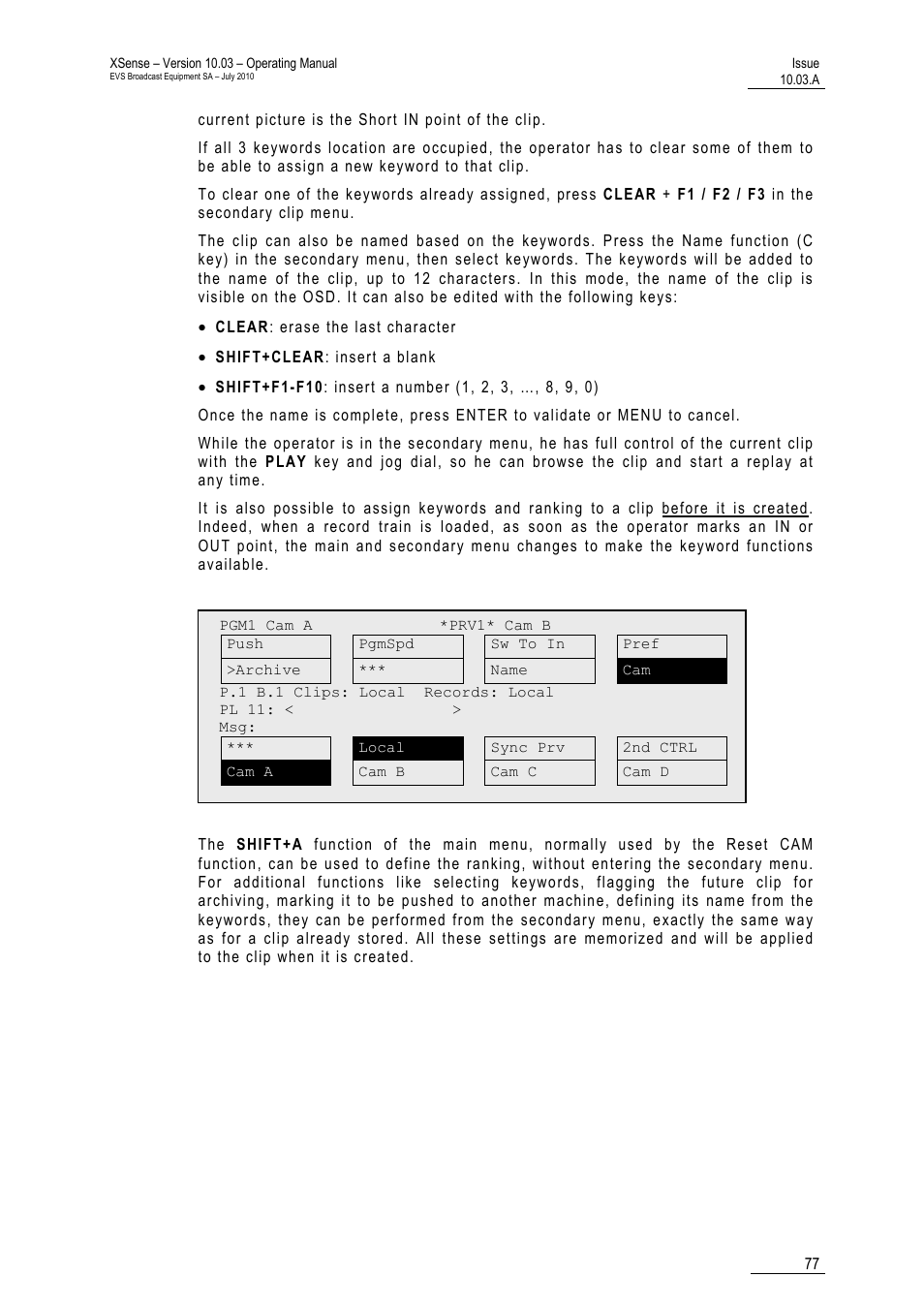 EVS XSense Version 10.03 - July 2010 Operating Manual User Manual | Page 86 / 161