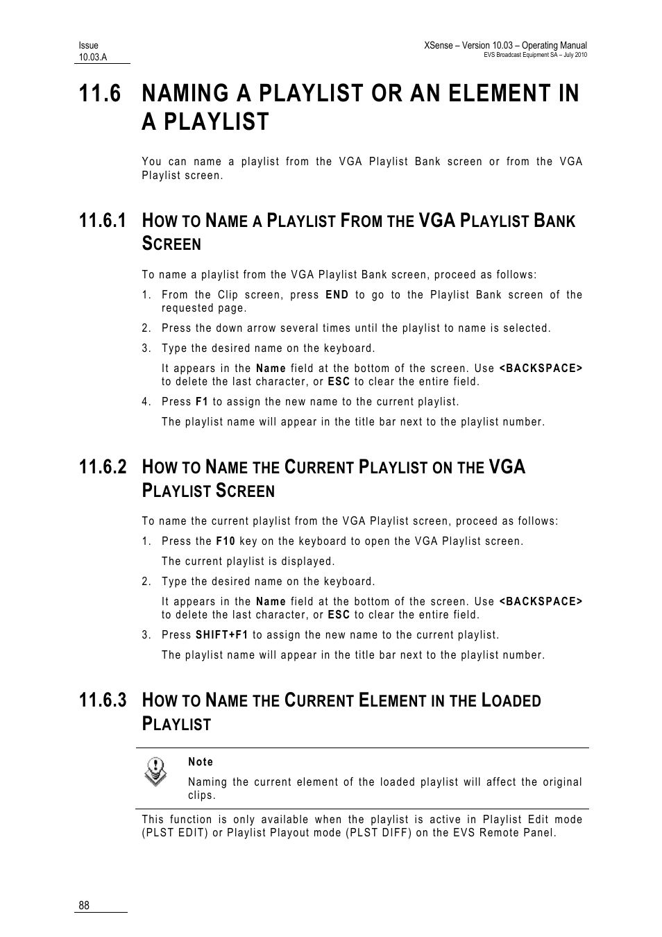 6 naming a playlist or an element in a playlist, Bank screen, List | EVS XSense Version 10.03 - July 2010 Operating Manual User Manual | Page 97 / 161