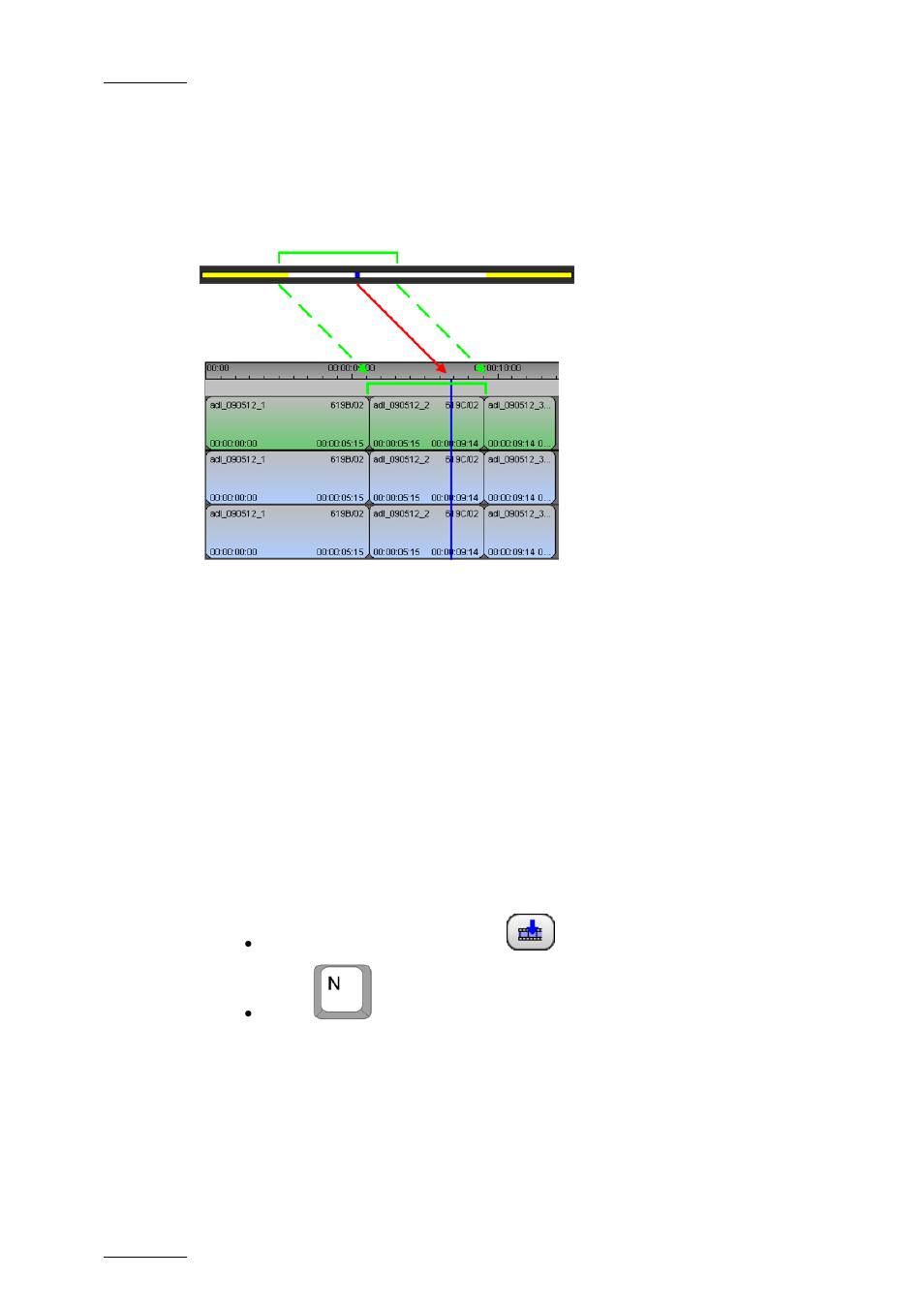Replacing timeline elements from in to out points, Description, Procedure | EVS IPDirector Version 5.9 - January 2011 Part 8 User’s Manual User Manual | Page 110 / 234