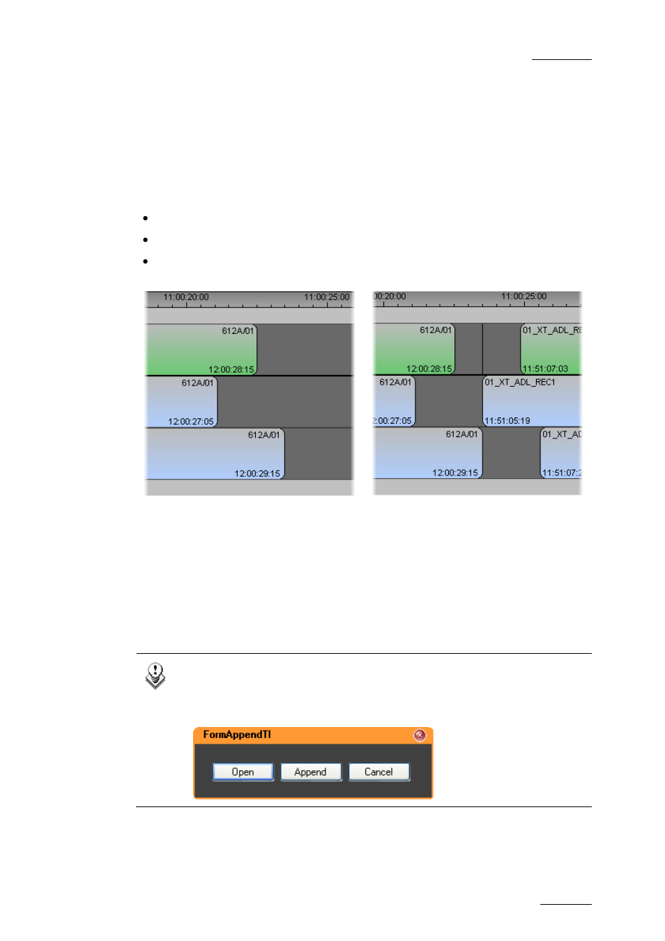 7 appending a timeline to the open timeline, Introduction, Procedure | Appending a timeline to the open timeline, Ppending a, Imeline to the, Imeline | EVS IPDirector Version 5.9 - January 2011 Part 8 User’s Manual User Manual | Page 115 / 234