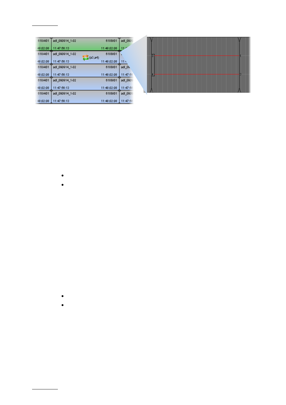 Description, Example, Initial situation | Manual swap action, Manual swap definition in the swap/mute zoom mode | EVS IPDirector Version 5.9 - January 2011 Part 8 User’s Manual User Manual | Page 184 / 234