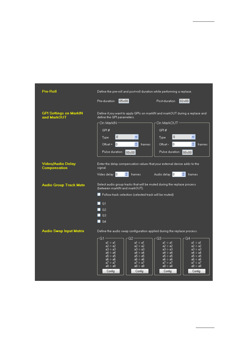 4 replace settings, Default replace settings, Replace settings | Eplace, Ettings | EVS IPDirector Version 5.9 - January 2011 Part 8 User’s Manual User Manual | Page 205 / 234