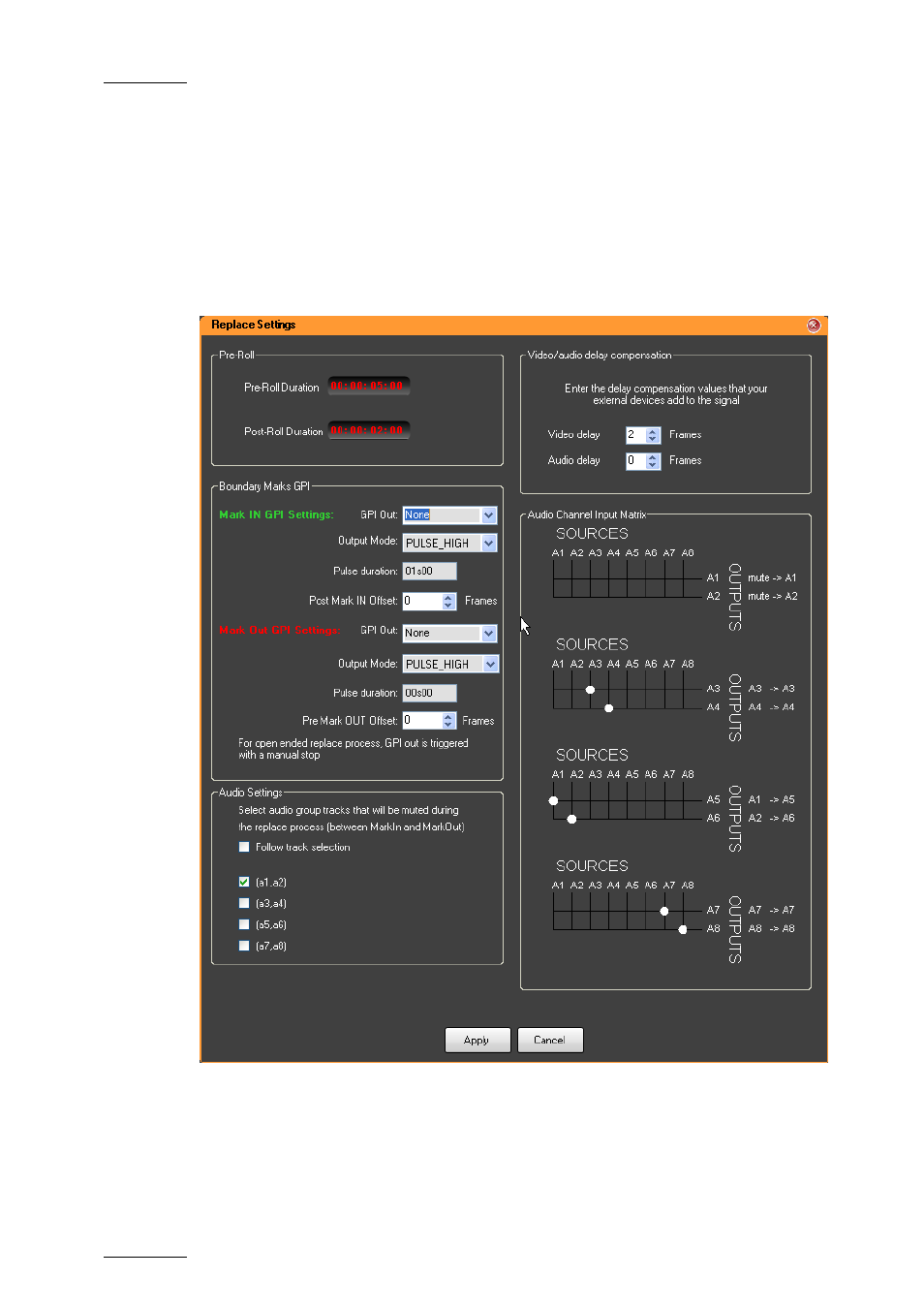Specific replace settings | EVS IPDirector Version 5.9 - January 2011 Part 8 User’s Manual User Manual | Page 206 / 234