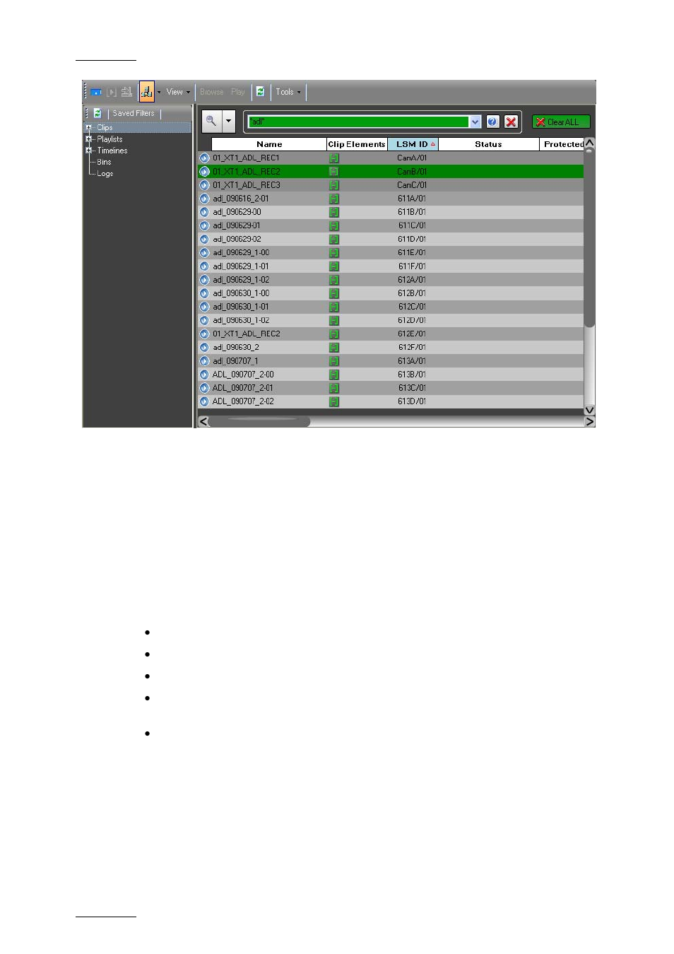 2 searching for media in the browser, 1 general search and filtering features, Searching for media in the browser | General search and filtering features, Eneral, Earch and, Iltering, Eatures | EVS IPDirector Version 5.9 - January 2011 Part 8 User’s Manual User Manual | Page 22 / 234