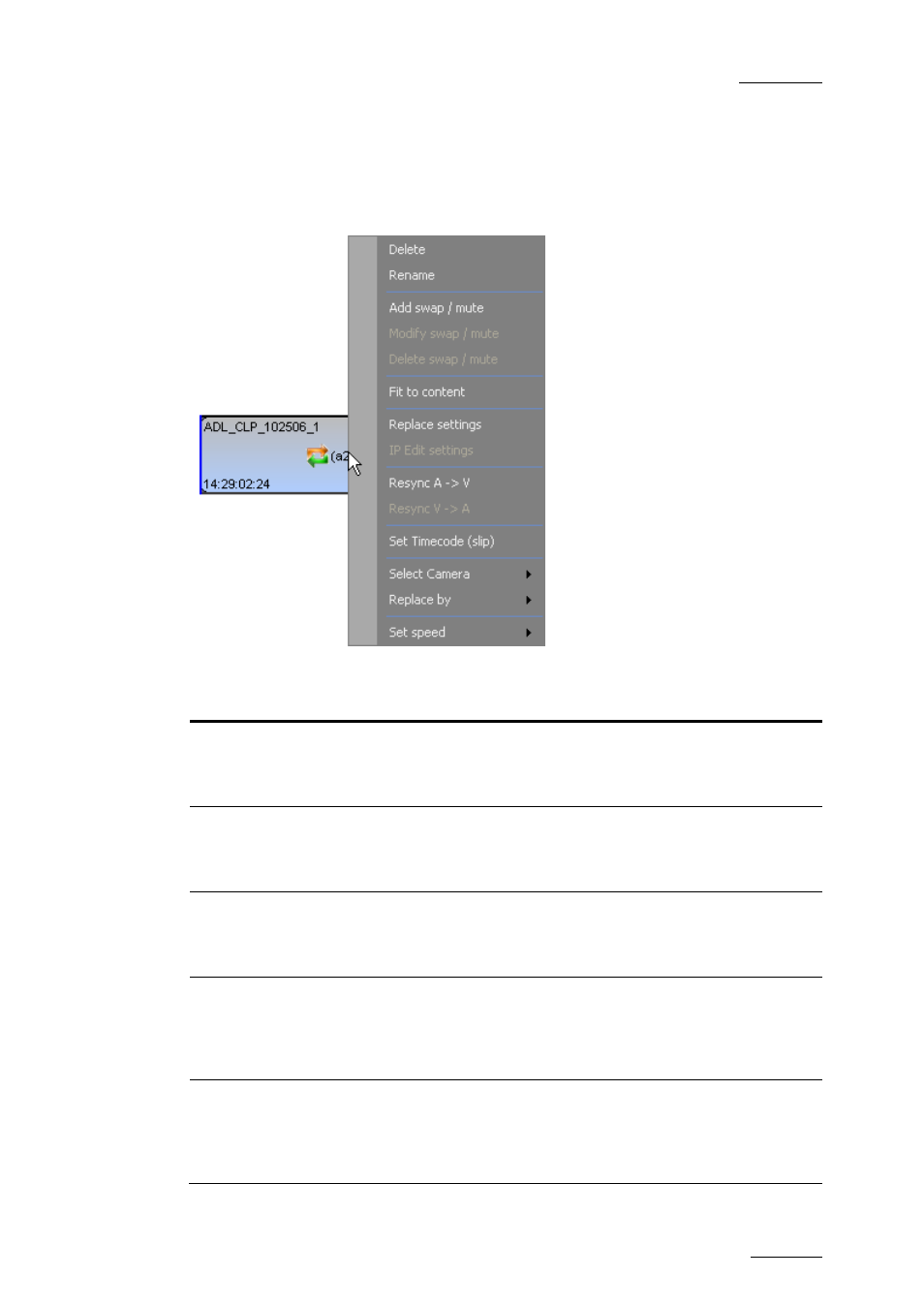 5 contextual menu on the timeline element, Contextual menu on the timeline element, Ontextual | Enu on the, Imeline, Lement | EVS IPDirector Version 5.9 - January 2011 Part 8 User’s Manual User Manual | Page 89 / 234