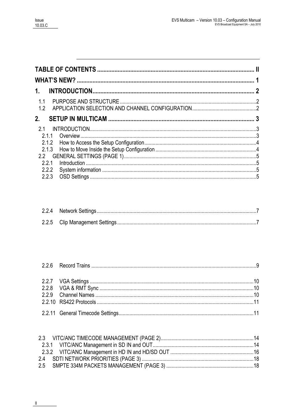 EVS MulticamLSM Version 10.03 - July 2010 Configuration Manual User Manual | Page 3 / 97