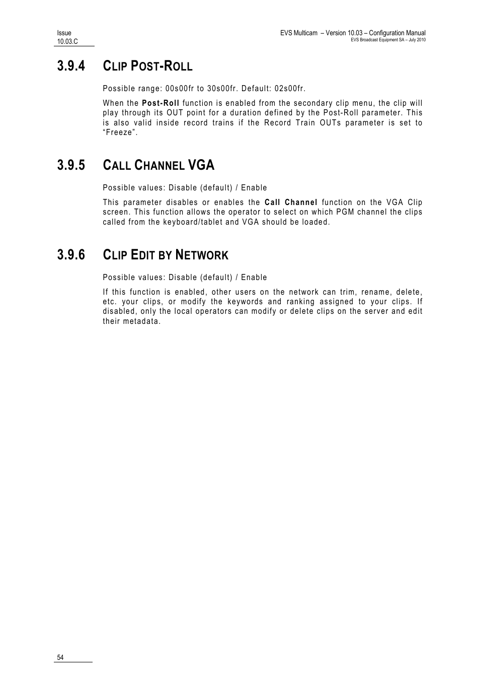 4 clip post-roll, 5 call channel vga, 6 clip edit by network | EVS MulticamLSM Version 10.03 - July 2010 Configuration Manual User Manual | Page 61 / 97