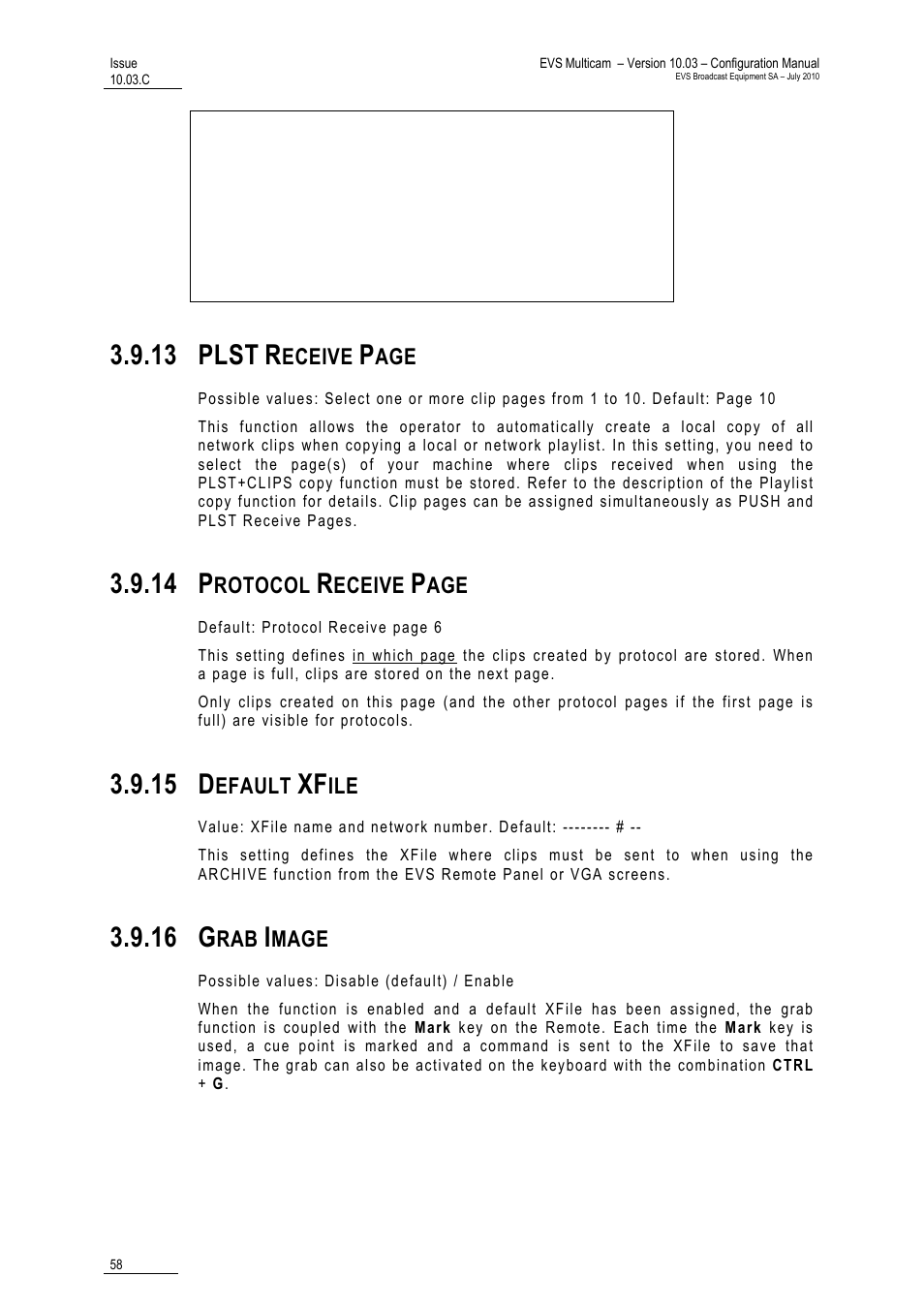 15 default xfile, 16 grab image, 13 plst | 14 p, 15 d, 16 g | EVS MulticamLSM Version 10.03 - July 2010 Configuration Manual User Manual | Page 65 / 97
