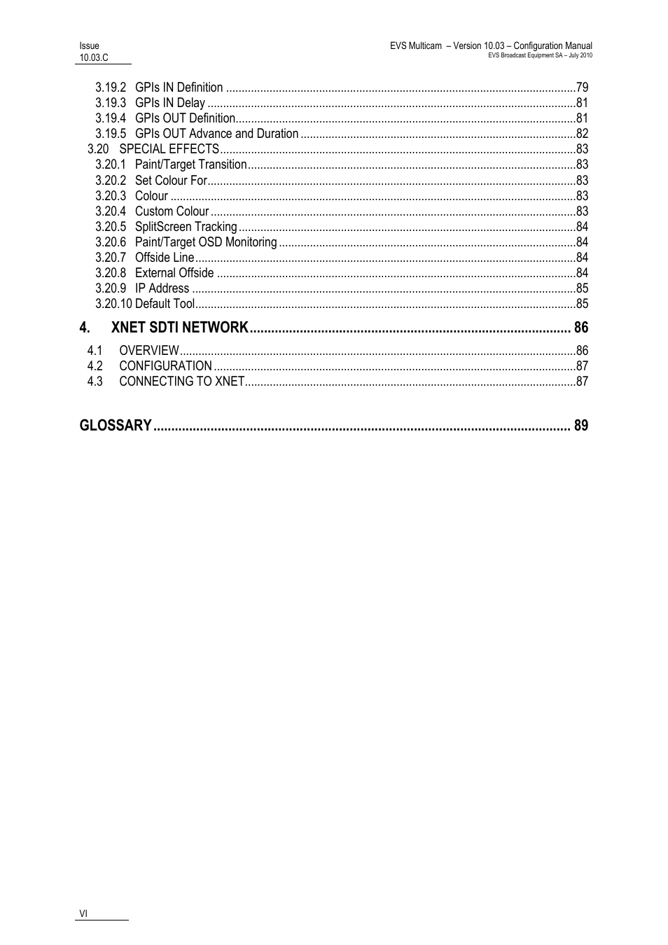 Xnet sdti network, Glossary | EVS MulticamLSM Version 10.03 - July 2010 Configuration Manual User Manual | Page 7 / 97