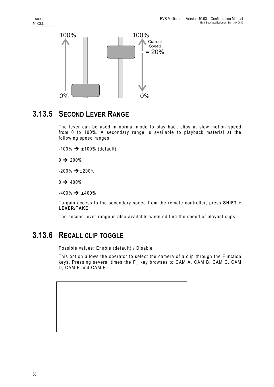 5 second lever range, 6 recall clip toggle, Econd | Ever, Ange, Ecall clip toggle | EVS MulticamLSM Version 10.03 - July 2010 Configuration Manual User Manual | Page 75 / 97