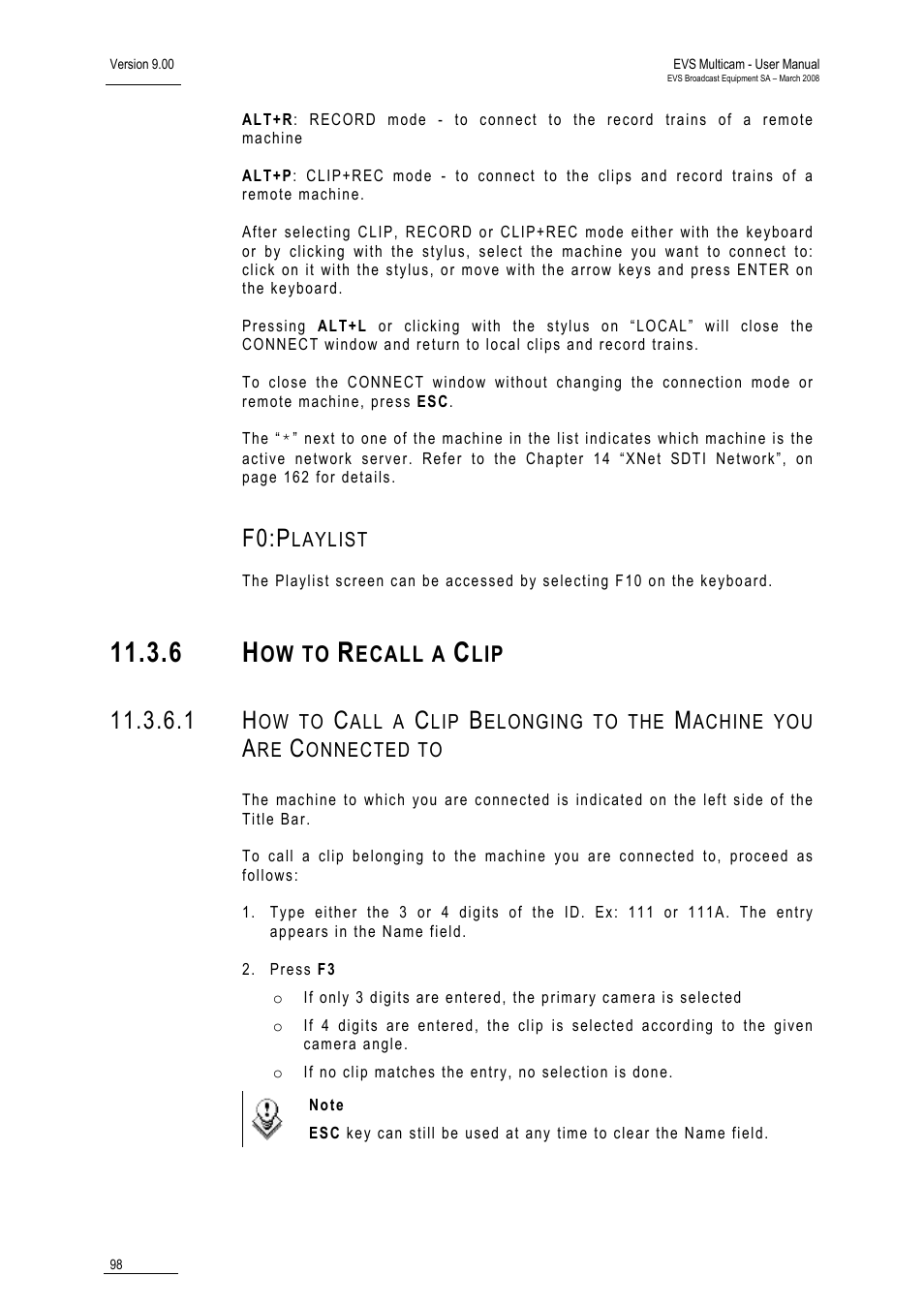 F0:playlist, 6 how to recall a clip, F0:p | Ow to, Ecall a | EVS MulticamLSM Version 9.00 - March 2008 User's Manual User Manual | Page 107 / 201