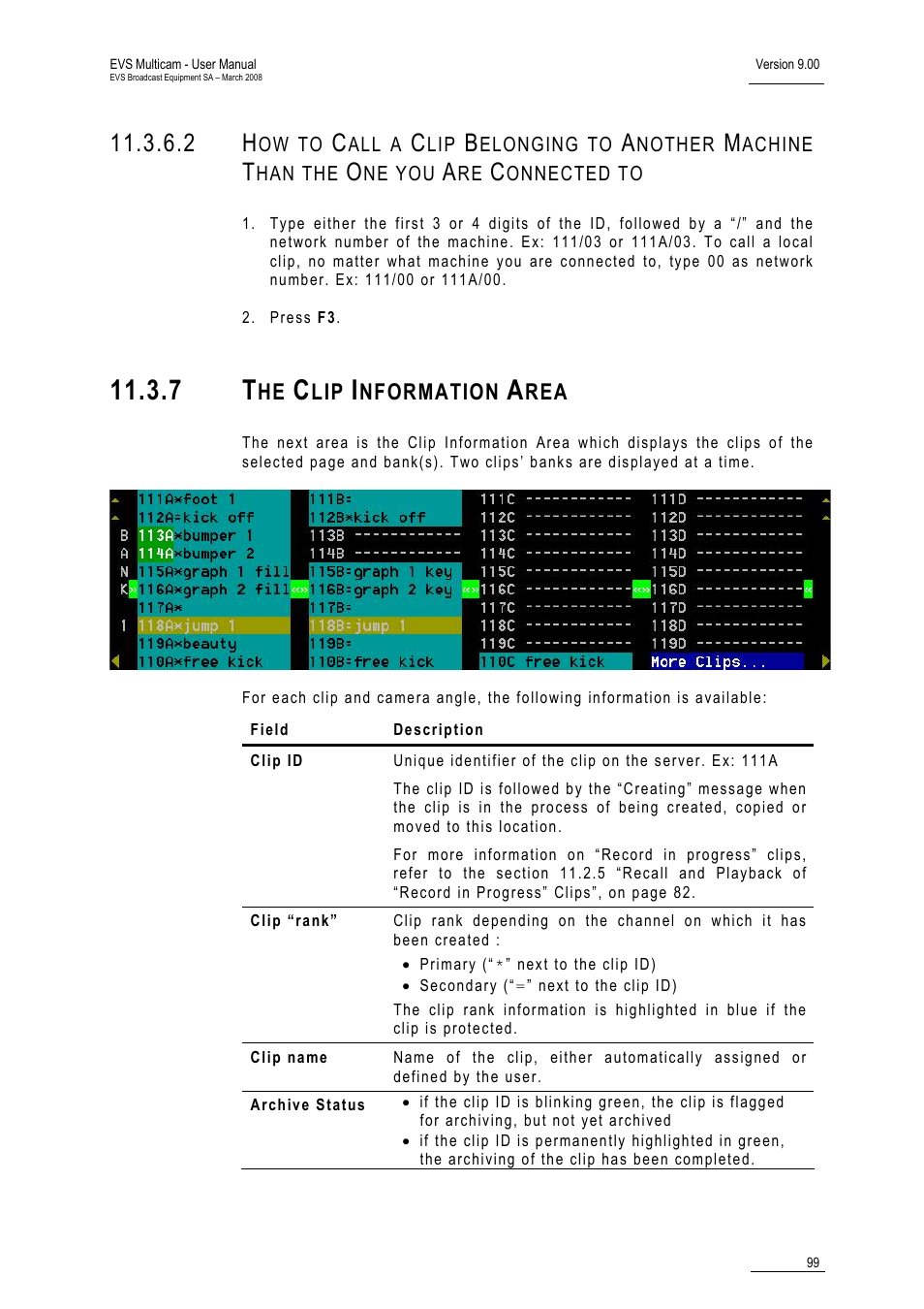 7 the clip information area, Nformation | EVS MulticamLSM Version 9.00 - March 2008 User's Manual User Manual | Page 108 / 201