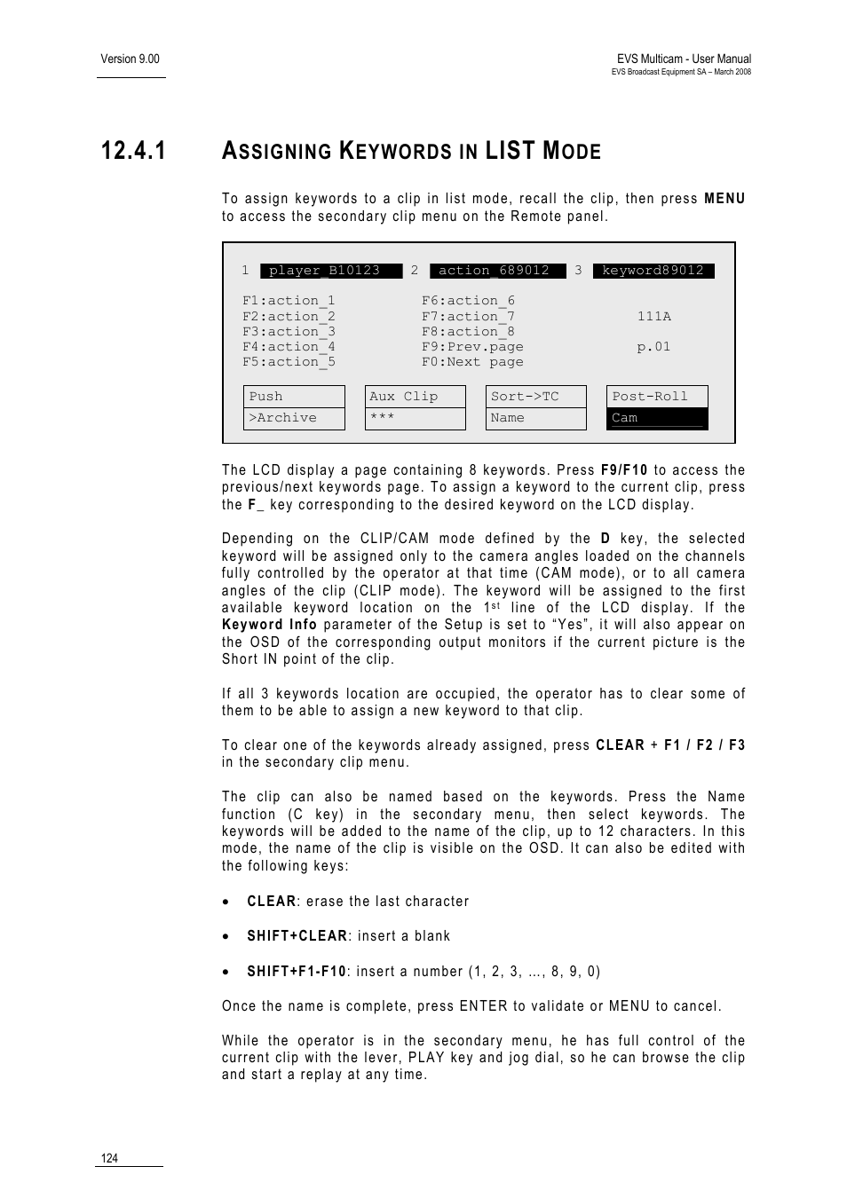 1 assigning keywords in list mode, List, Ssigning | Eywords in | EVS MulticamLSM Version 9.00 - March 2008 User's Manual User Manual | Page 133 / 201