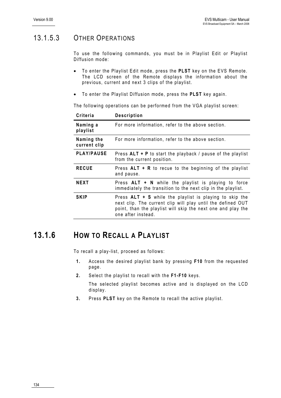 3 other operations, 6 how to recall a playlist, Ow to | Ecall a, Laylist | EVS MulticamLSM Version 9.00 - March 2008 User's Manual User Manual | Page 143 / 201