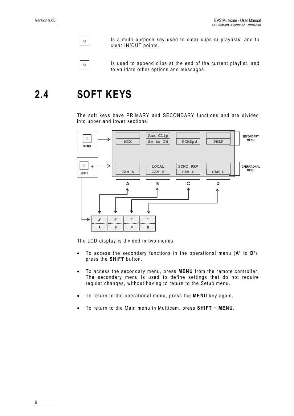 4 soft keys | EVS MulticamLSM Version 9.00 - March 2008 User's Manual User Manual | Page 15 / 201