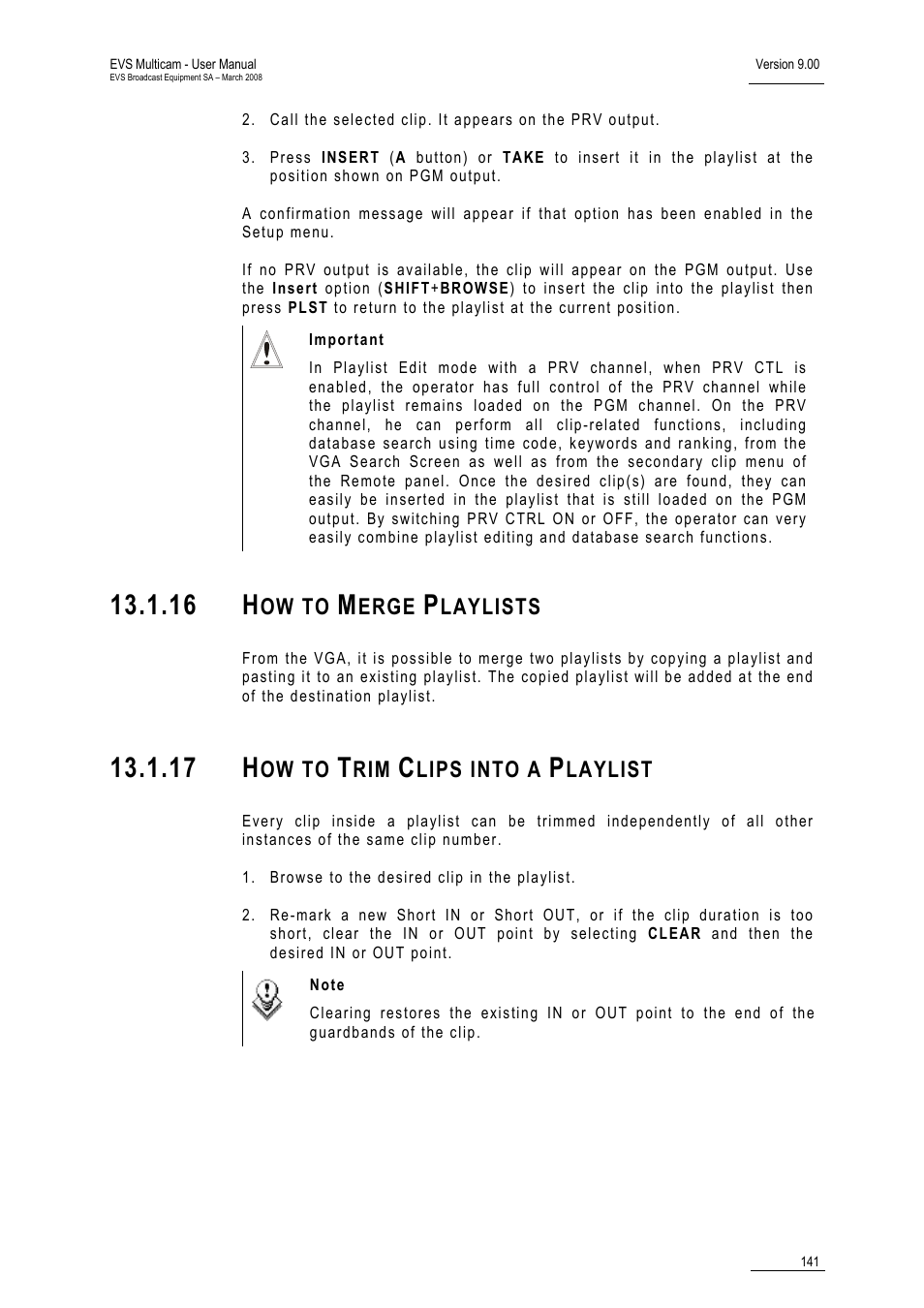 16 how to merge playlists, 17 how to trim clips into a playlist, 16 h | 17 h | EVS MulticamLSM Version 9.00 - March 2008 User's Manual User Manual | Page 150 / 201