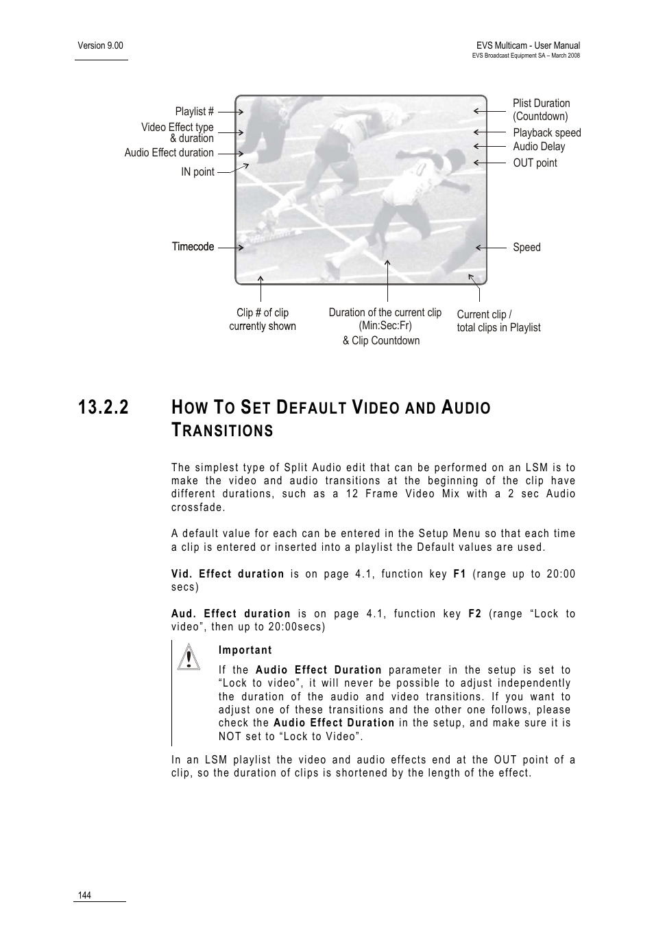 2 how to set default video and audio transitions, Efault, Ideo and | Udio, Ransitions | EVS MulticamLSM Version 9.00 - March 2008 User's Manual User Manual | Page 153 / 201