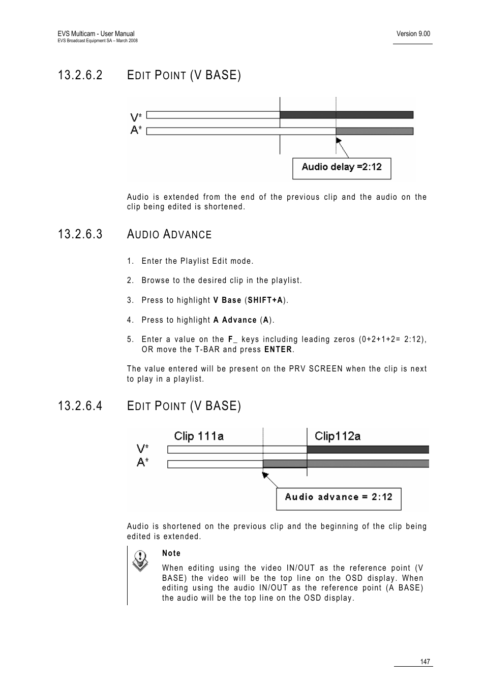 2 edit point (v base), 3 audio advance, 4 edit point (v base) | Base) | EVS MulticamLSM Version 9.00 - March 2008 User's Manual User Manual | Page 156 / 201