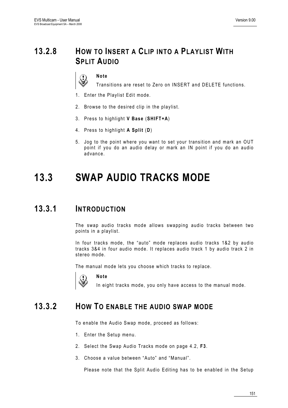 1 introduction, 2 how to enable the audio swap mode, 3 swap audio tracks mode | EVS MulticamLSM Version 9.00 - March 2008 User's Manual User Manual | Page 160 / 201