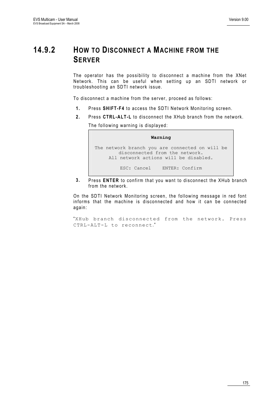 2 how to disconnect a machine from the server, Ow to, Isconnect a | Achine from the, Erver | EVS MulticamLSM Version 9.00 - March 2008 User's Manual User Manual | Page 184 / 201