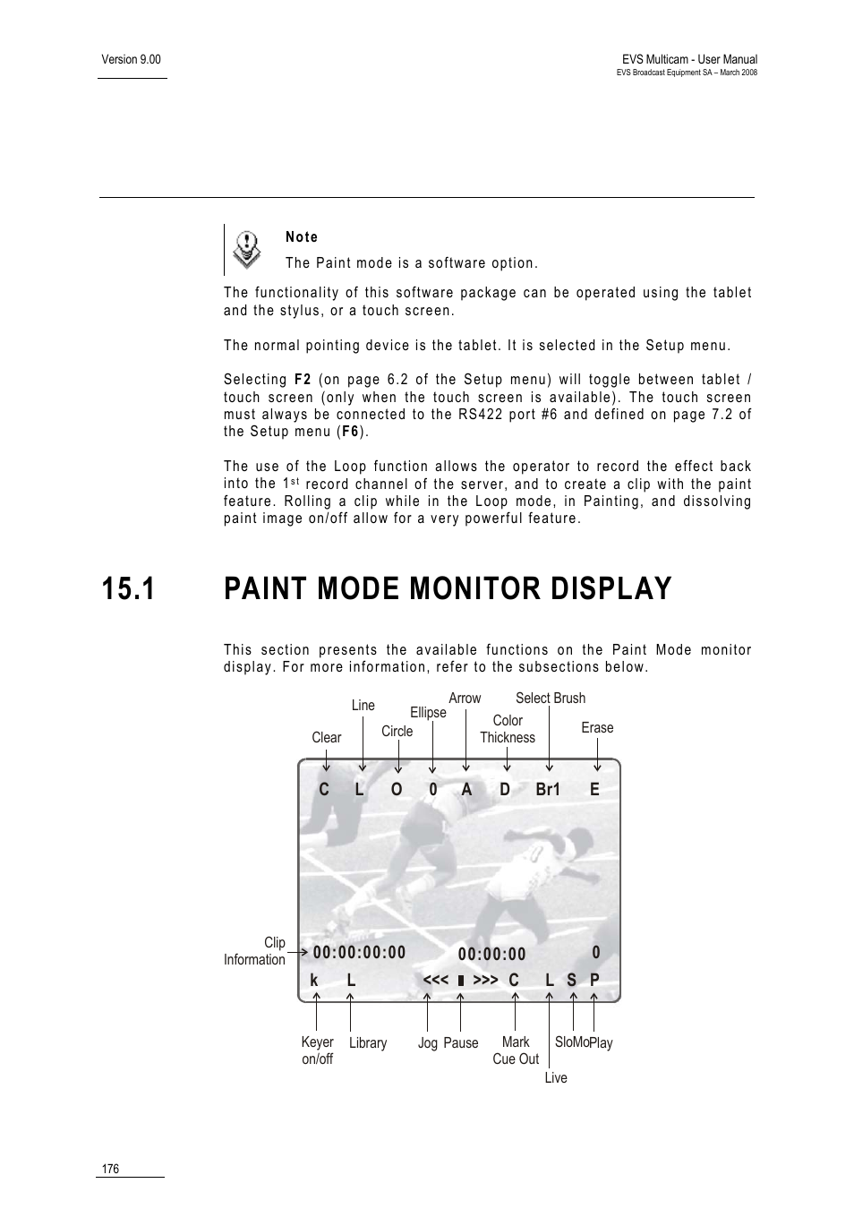 Paint mode, 1 paint mode monitor display | EVS MulticamLSM Version 9.00 - March 2008 User's Manual User Manual | Page 185 / 201