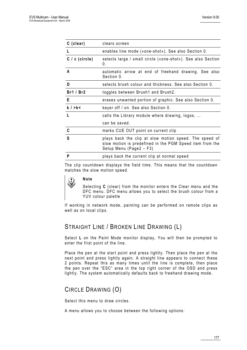 Straight line / broken line drawing (l), Circle drawing (o) | EVS MulticamLSM Version 9.00 - March 2008 User's Manual User Manual | Page 186 / 201